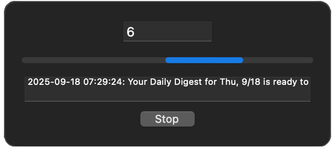Archive progress window